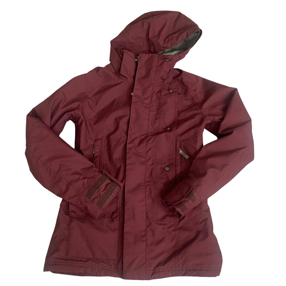 Burton DryRide Women Snowboard Jacket Burgundy Red Recycled Hooded Small S